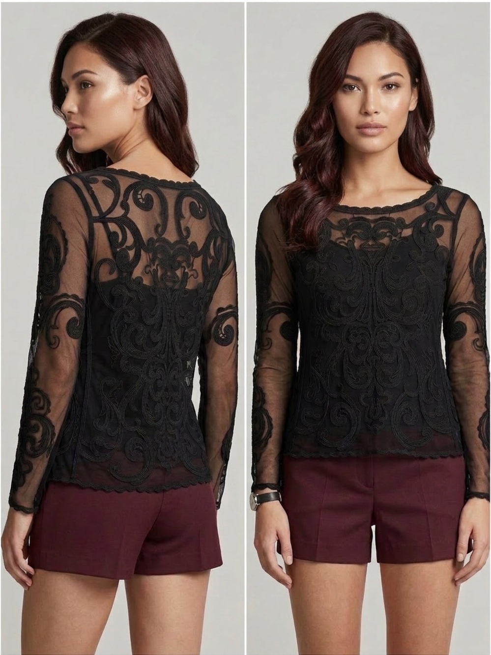 Express Black Sheer Lace Blouse